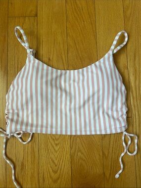 Hollister Pink and White Striped Swim Top